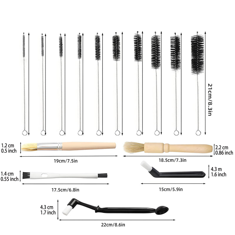 Coffee Machine Cleaning Brush - 15 PCS Straw Brush,Long Handle Bottle Brush, Flexible Scrub Brush for Water Bottles, Glasswares, Mugs,Coffee Pots, Cups,Water Bottles,Bent Pipe