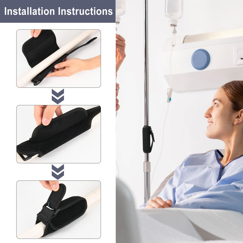 Beautyflier Universal IV Poles Stand Grip Holder Strap for Move, Removable Handle for IV Pole, Adjustable Height for Home Care (IV Pole Not Included)