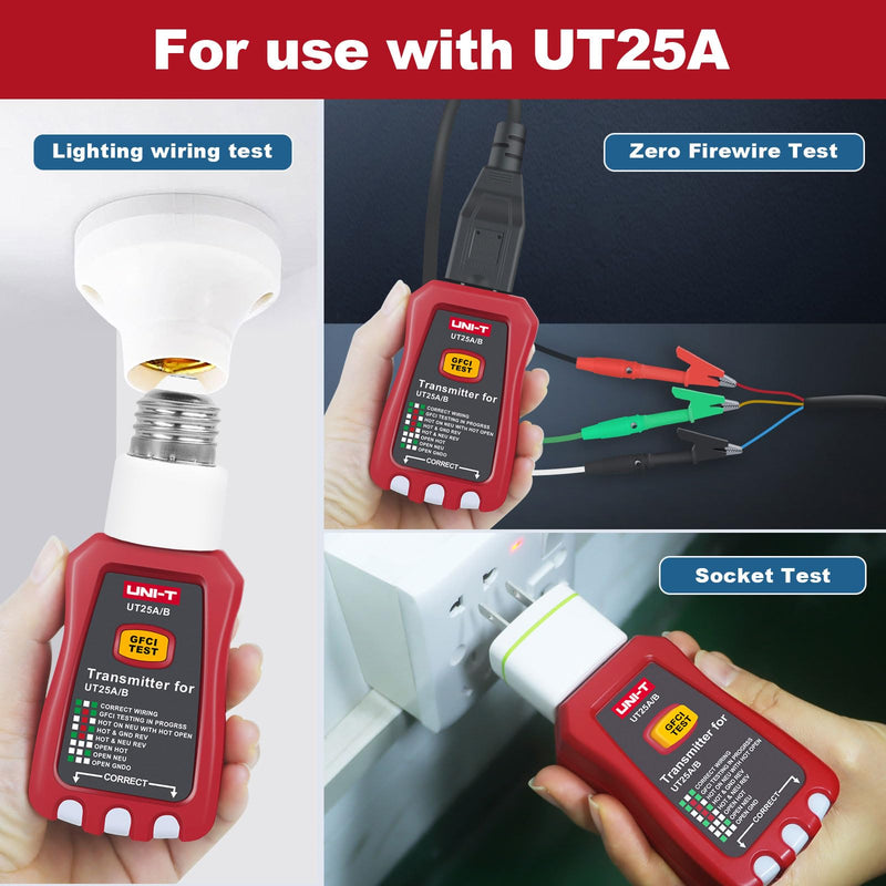 UNI-T AC Circuit Breaker Tracer Finder Tool with Adaptor & Electrical Integrated GFCI Outlet Tester, 90-120V Adjustable Sensitivity Beep Indicattion Alligator Banana Clip Adaptor
