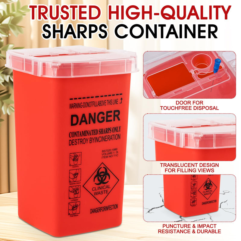 3Quart (3 Pack) Sharps Container for Home Use, Needle Disposal Containers, Biohazard Containers, Syringe Disposal, Small Portable Container for Travel, Professional Sharp Waste Disposal