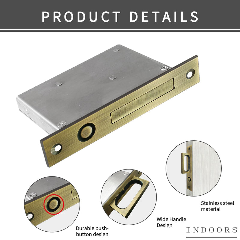 Recessed Finger Flush Pulls with Edge Pull Antique Brass - 6Inch Sliding Closet Door Handles Hardware Suitable for Pocket Door,Closet Door,Sliding Doors, Barn Door Handle