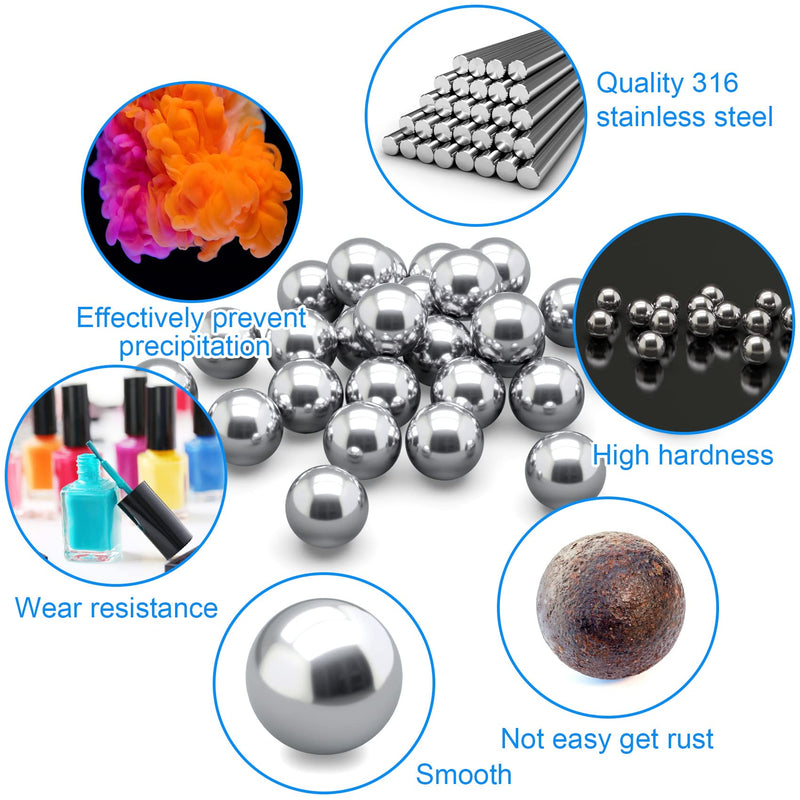 PAGOW 400 PCS Paint Mixing Balls Nail Polish 316 Stainless Steel Bearing Balls, 3mm/apr. 0.11"