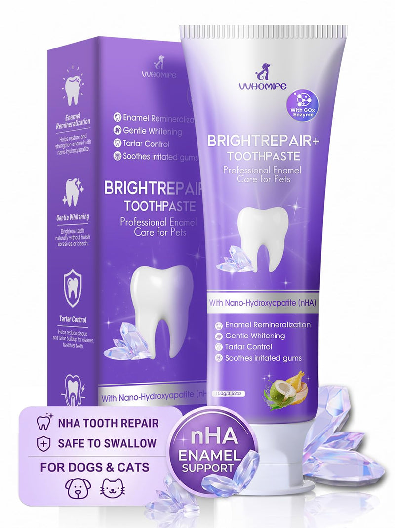 6% nHA Dual-Enzyme Pet Toothpaste for Dogs & Cats, Sensitive Teeth, 3.52oz | Gentle Enamel Care. Gum Comfort. Smooth Brushing Feel. Daily Fresh Breath Support. 3.52 Ounce (Pack of 1)