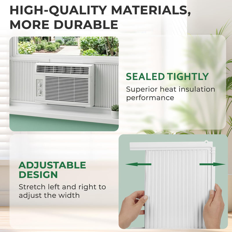 Window Air Conditioner Side Panels Fit for 8000BTU, AC Side Panels with Frame for Window Units, AC Window Unit Side Panels, Universal AC Accordion Filler, Window AC Curtain Replacement 2 Pack