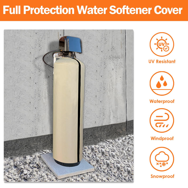 Water Softener Cover Outdoor, 3 Layers Insulation Water Softener Tank Jacket, Heavy Duty Outdoor Insulated Water Softener Tank Cover, 9.5''D x 54''H(COVER SIZE, NOT WATER SOFTENER SIZE)- Beige - NewNest Australia