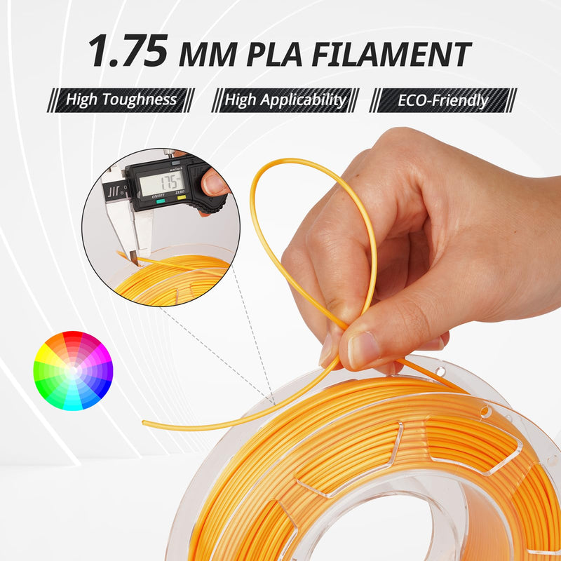 AMOLEN Silk 3D Printer Filament Bundle, PLA Filament 1.75mm Pack, Shiny 3D Printing Filament, 200g X 8