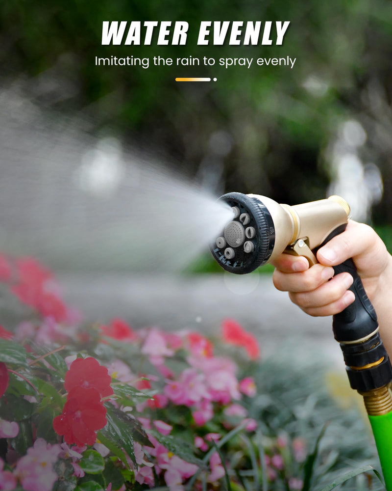 RAINPOINT Garden Hose Nozzle, 9 Spray Patterns Hose Sprayer Nozzle, Heavy Duty Metal Water Hose Nozzle, Adjustable Hand Sprayer, Watering Plants and Lawn, Pet Showering, Gray with connector