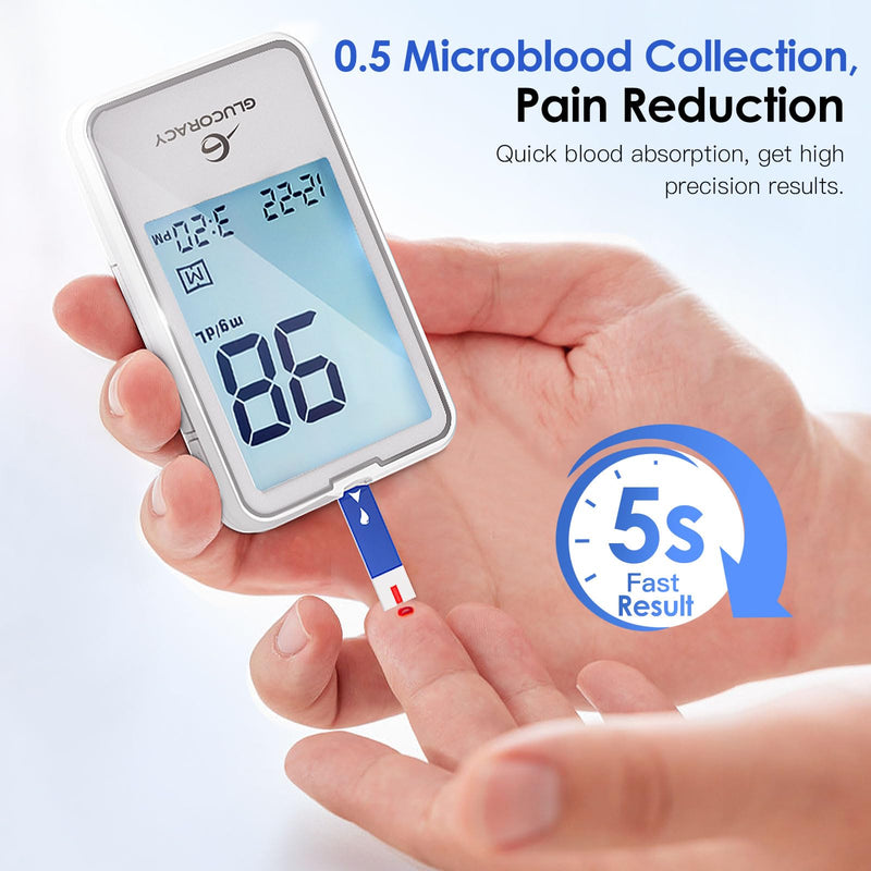 Glucoracy G-425-2/G-425 Blood Glucose Test Strips, 50 Counts Test Strips for Diabetes, 50 Counts Blood Lancets, Only for Glucoracy G-425-2/G-425 Meter Kit