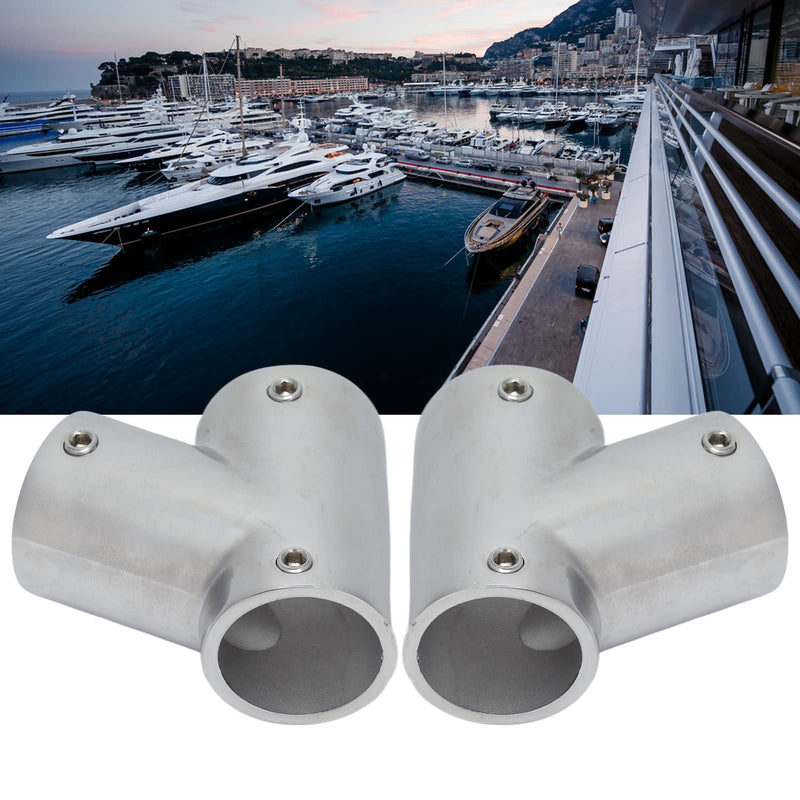 1 Pair Boat Handrail Fittings, 60 Degree Marine Grade Handrail Fitting 316 Steel Polishing Marine Hardware Parts Left Right Tee for Yachts 1"