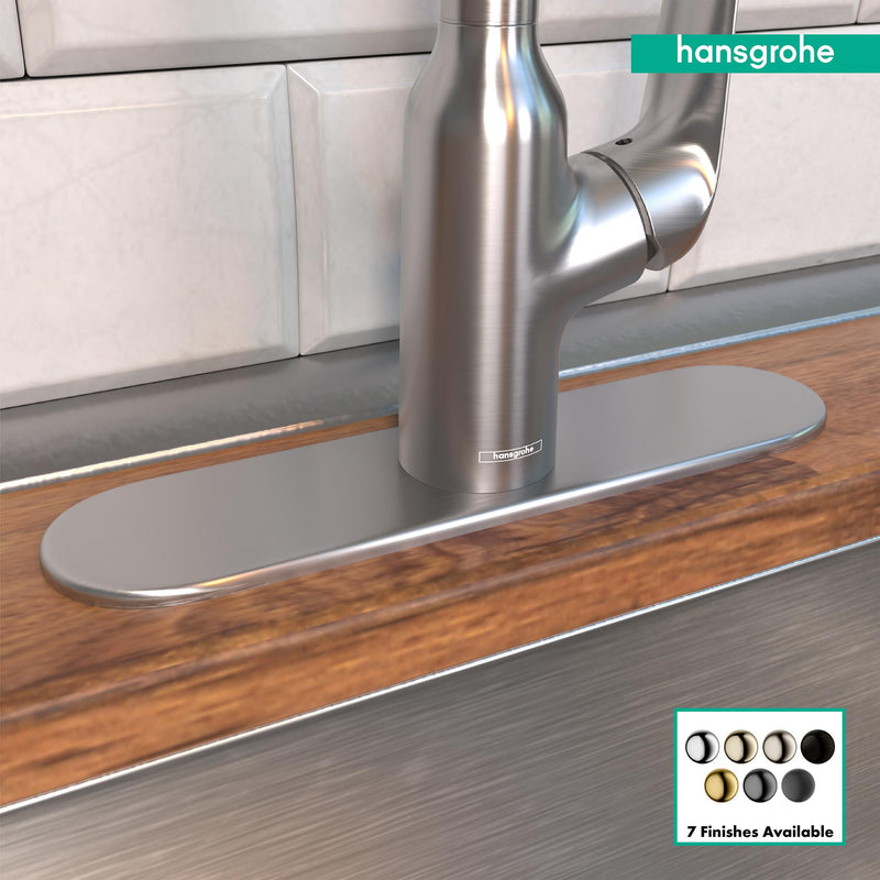 hansgrohe 11-inch Coordinating Base Plate Modern Easy Install in Stainless Steel Optic, 14019861
