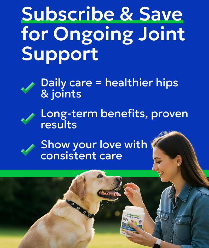 BARK&SPARK Glucosamine Chondroitin Dog Hip & Joint Supplement - Joint Pain Relief - Hip & Joint Chews - Joint Support Large Small Breed - Senior Doggie Vitamin Pill Joint Health 120Ct (Chicken) Hip&Joint (Mobility)