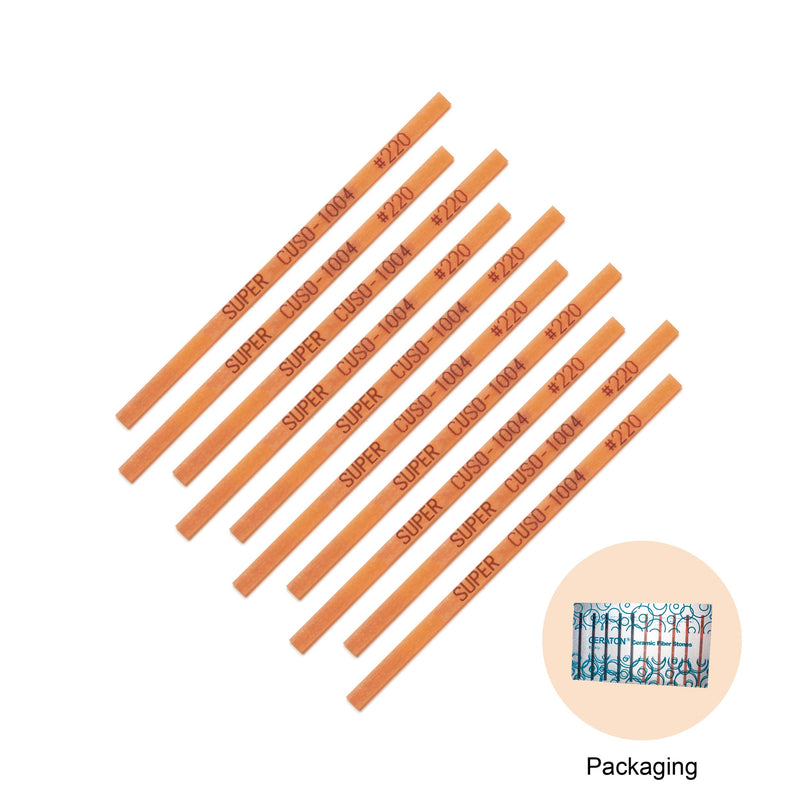 MIRACLE Super Ceraton Ceramic Fiber Stones Pack of 10-100L x 4W x 1T mm for Metals Wood Mold Grinding Removal Deburr Pneumatic Toos Ultrasonic Tools (#220 Orange) #220 Orange