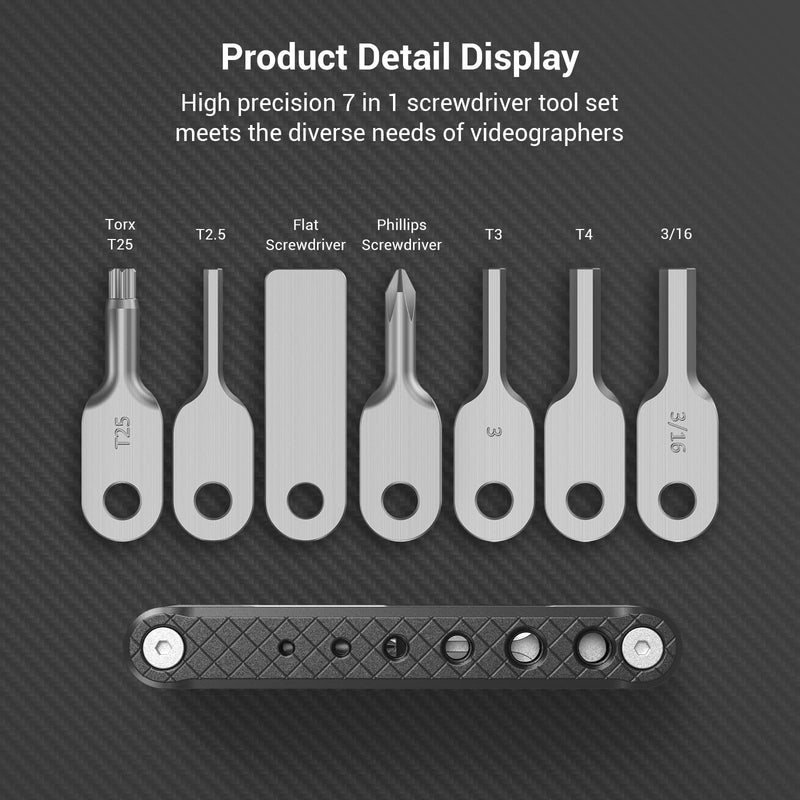 SMALLRIG Folding Tool Set with Screwdrivers and Hex Key Wrenches, Seven Functional Tools Included (Black) - 4681 Black