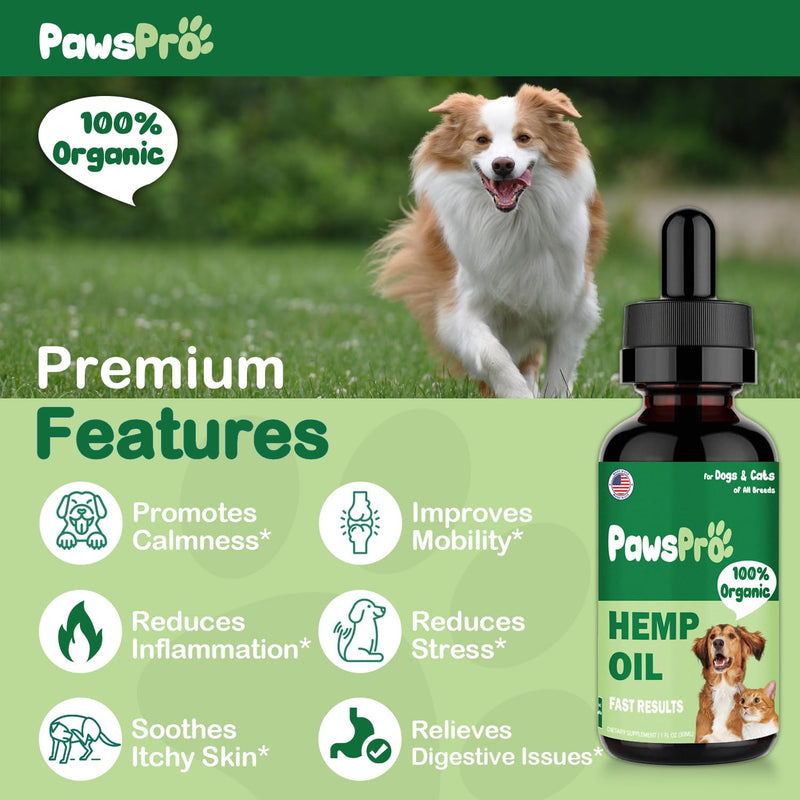4-Pack Hеmp Oil for Dogs and Cats - Hip and Joint Support - Skin and Coat Health - with Omega 3, 6, 9 and Vitamins - Fast Results 4-Pack