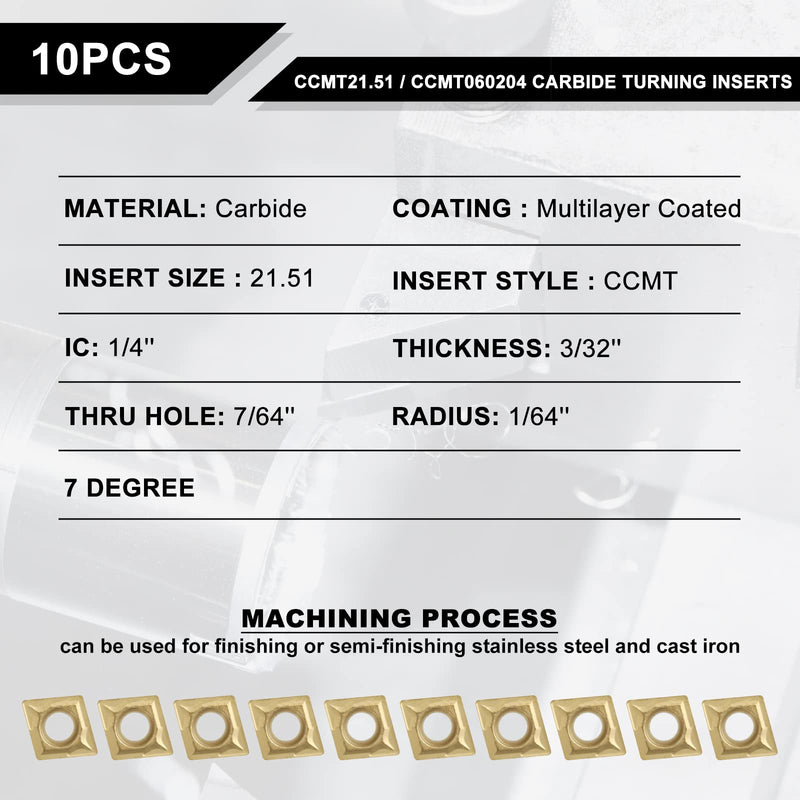 14 Pcs Lathe Boring Bar Set - 4 Pcs 95Degree S07K/ S08K/ S10K/ S12M-SCLCR06 Lathe Boring Internal Turning Bar Holde, 10 Pcs CCMT0602 Indexable Carbide Inserts and 4 Pcs T8 Wrench