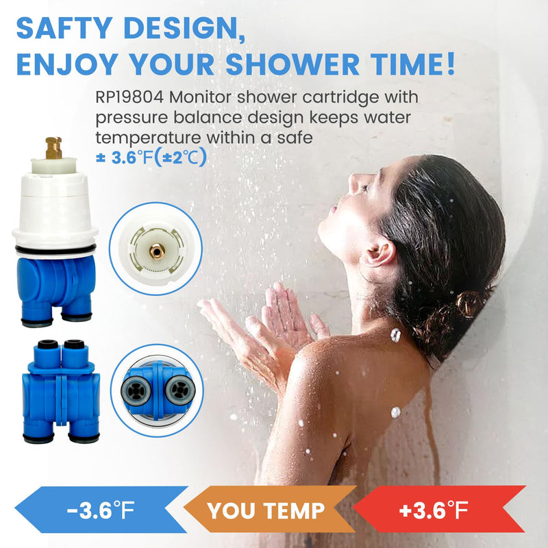 RP19804 Shower Cartridge Compatible with Delta Faucet 1300/1400 Series Tub and Shower Valves, RP19804 Cartridge Replacement Fits Select Monitor Valves 1993-2007 (2 PCS) RP19804(2Pack)