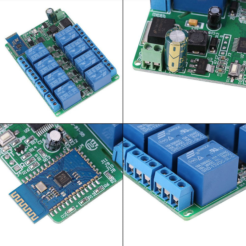 8 Channel Bluetooth 4.0 Relay Module Board Android Mobile Phone App Wireless Remote Control Relay Switch for Android Smart Home DC 12V