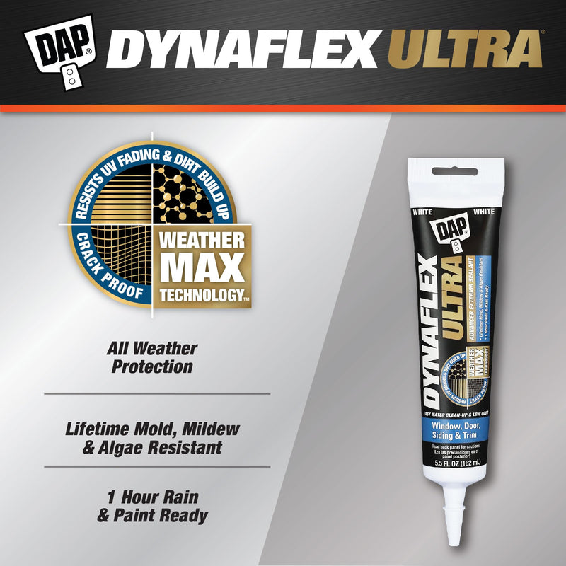 DAP Dynaflex Ultra Advanced Exterior Sealant, White, 5.5 Oz (7079818208)