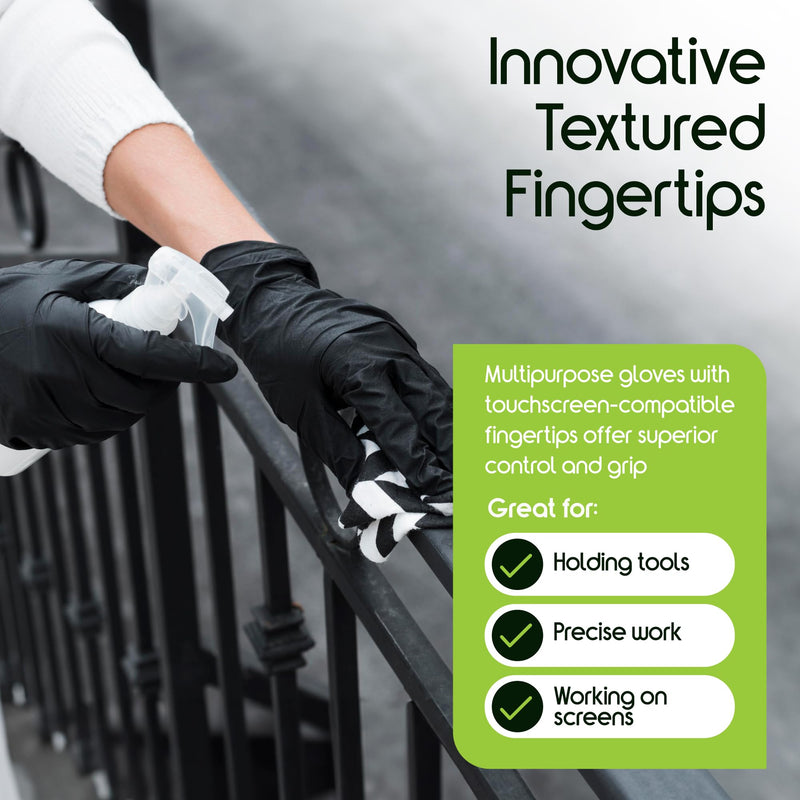 Inspire Black Nitrile Disposable Gloves | 4.5 Nitrile Disposable Safety Medical Cooking Cleaning Disposable Black Gloves|Large, 100 Count Large Black - Box of 100
