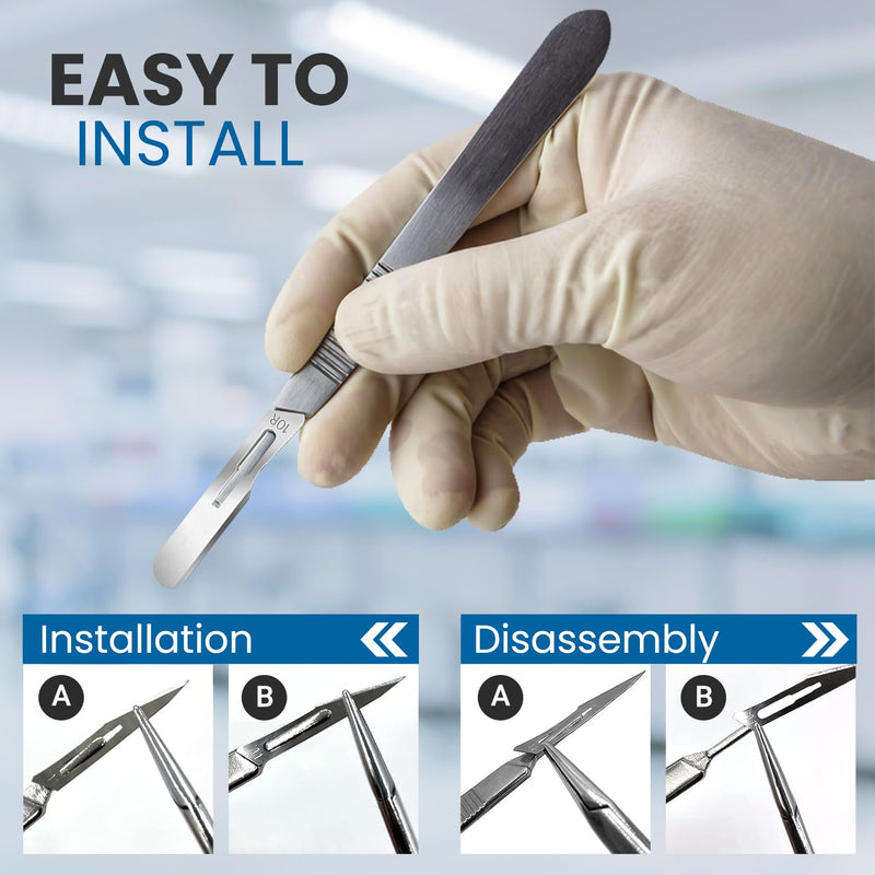 100 pcs #10R Dermaplaning Scalpel Blades 0.7 mm Extra Wide Sterile Blades Carbon Steel - Individually Wrapped Pack of 100 Blades (#10R Blades (100 Qty)) #10R Blades (100 qty)