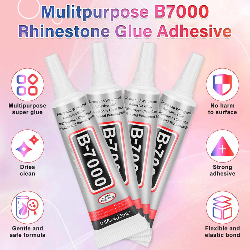 Audab Multicolor 4mm AB Rhinestone Kit with 16000pcs, 4pcs B7000 Jewelry Glue, Tools for Bedazzling Crafting, Graduation Cap, Jewelry, Shoes & Nails
