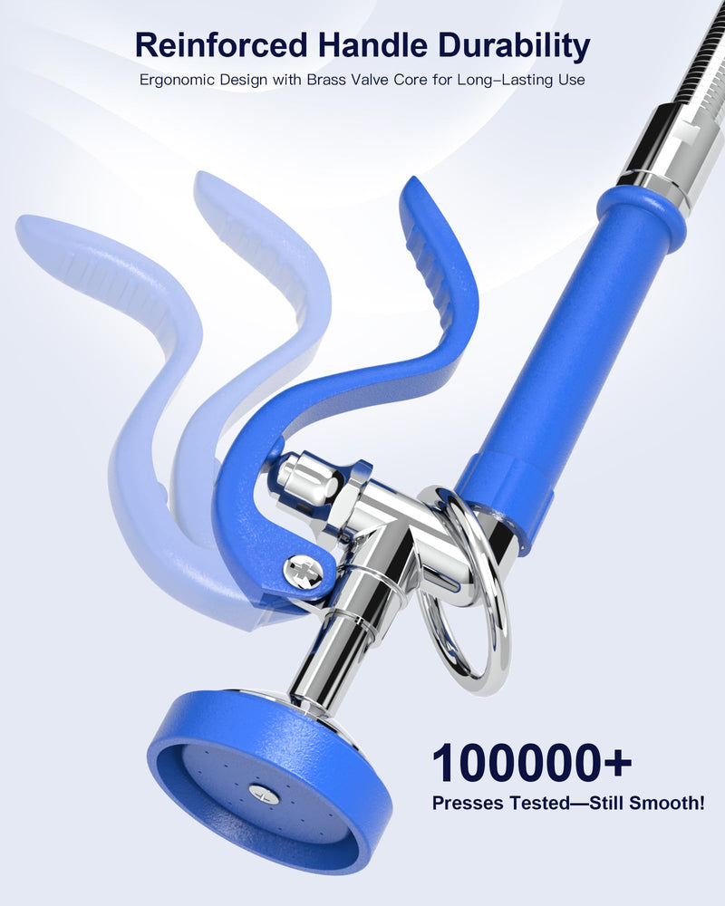 Commercial Kitchen Sink Sprayer: Dish Sprayer Nozzle with Ergonomic Handle Commercial Sink Faucet Parts for Kitchen - High Pressure Dish Spray Valve Head for Restaurant(Blue) Blue Round Sprayer