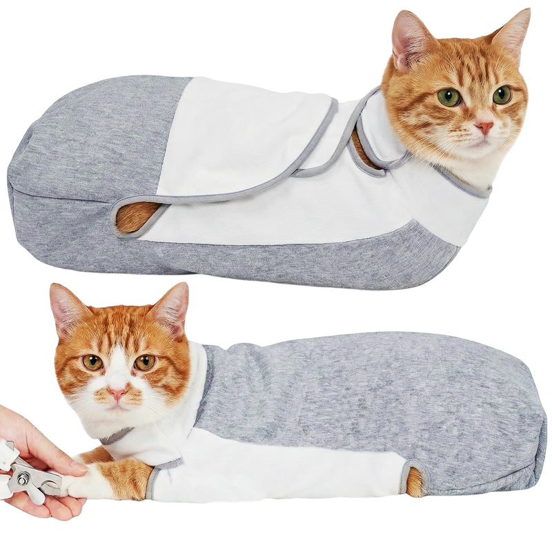 Cat Grooming Wrap, Self Adhesive Cozy Cat Wrap for Cutting Nails, Anti-Escape Calming Cat Swaddle Wrap for Medicine Ear Cleaning, Anti-Scratch Cats Burrito Restraint Blanket（12-28lbs）