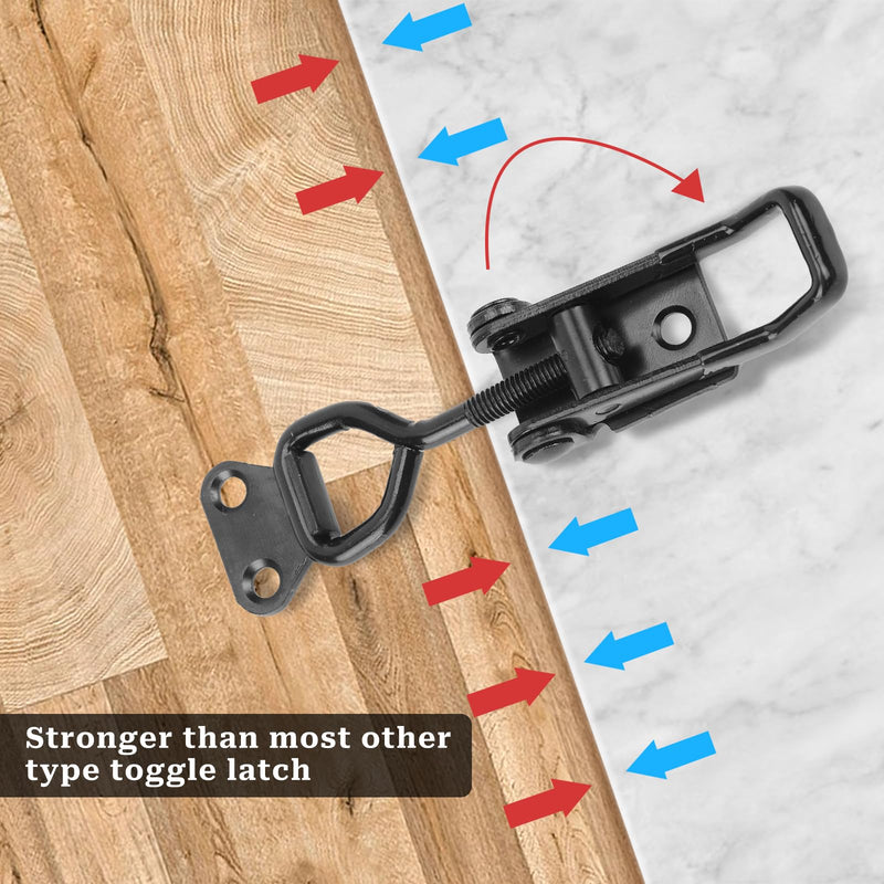 2 PCS Black Toggle Latch Clamp 300lbs Heavy Duty Adjustable Pull Latch - Quick Release Smoker Door Metal Clamps for Box, Gate, Cabinet, Case