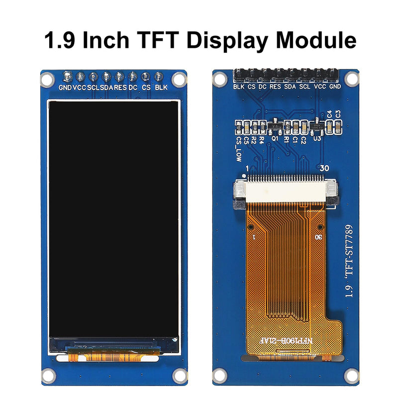 2pcs 1.9" SPI TFT LCD Display Module 170x320 RGB LCD Screen 3.3V ST7789 Drive SPI Interface 8pin Full Color for Arduino DIY