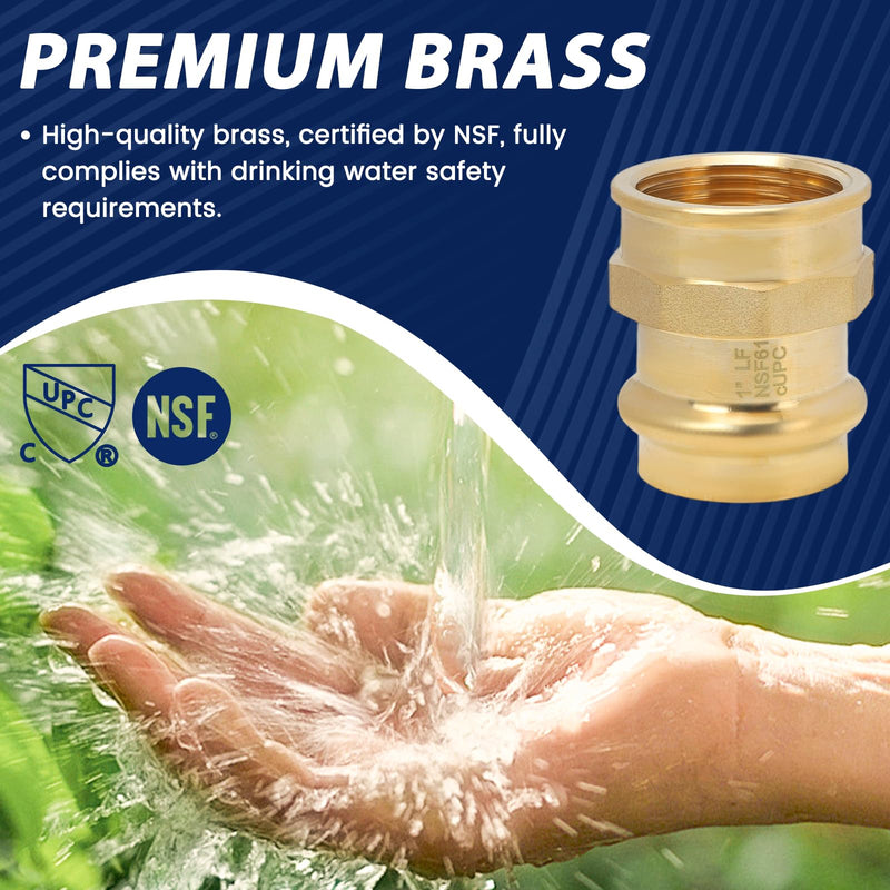 5PCS 1 inch Propress x 1 inch NPT Female Adapter Pressure Copper Fitting ProPress Connect to Female NPT Pipe Lead-Free 1" Propress x NPT Female Adapter-5Pack