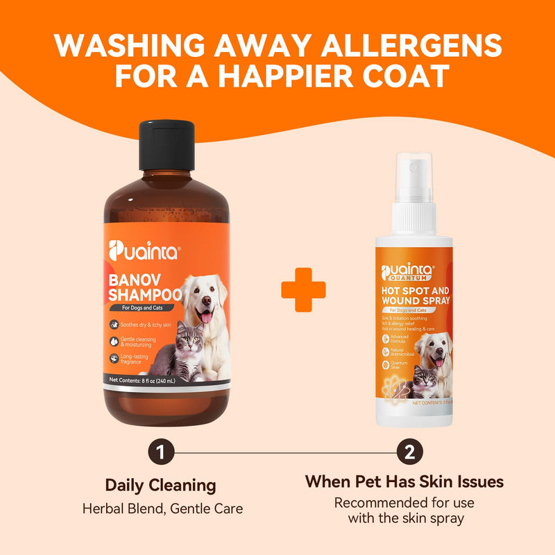 Dog Shampoo for Itchy Skin Relief, Herbal Hypoallergenic Dog Shampoo for Smelly Dogs & Cats, Sensitive & Dry Skin, Dog Itching Skin Relief Hot Spot, Greasy, Red Skin, 16oz - PawsPlanet Australia