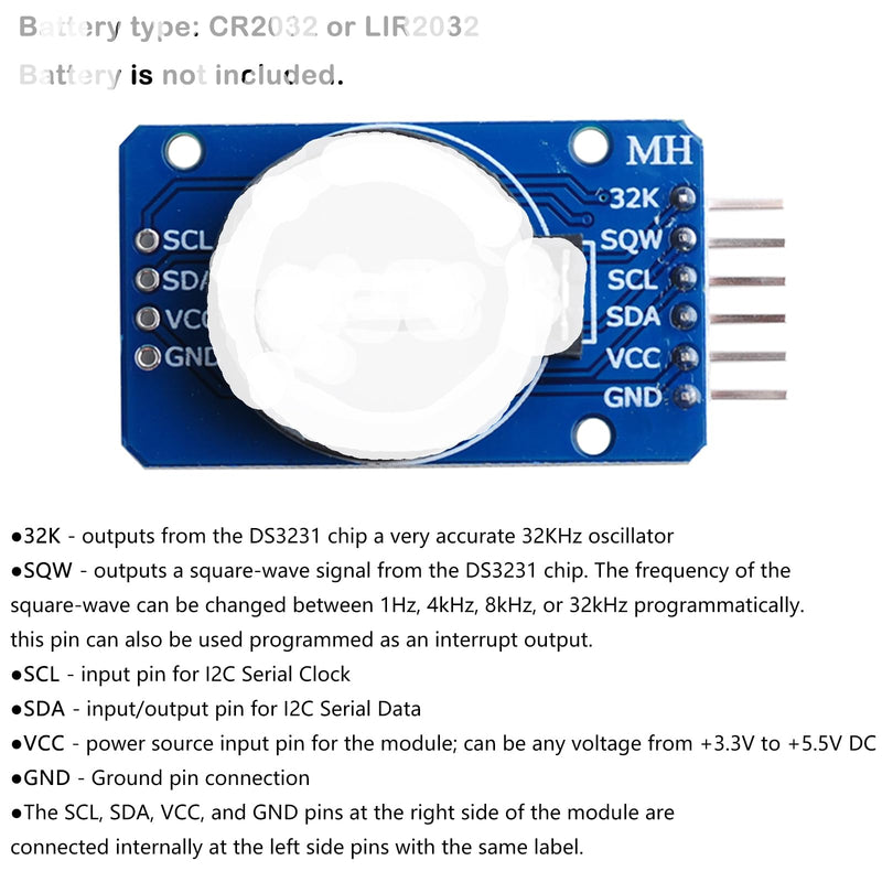 DS3231 AT24C32 IIC RTC Real Time Clock Module for Arduino Nano Raspberry Pi Mega2560 Leonardo(2Pcs)