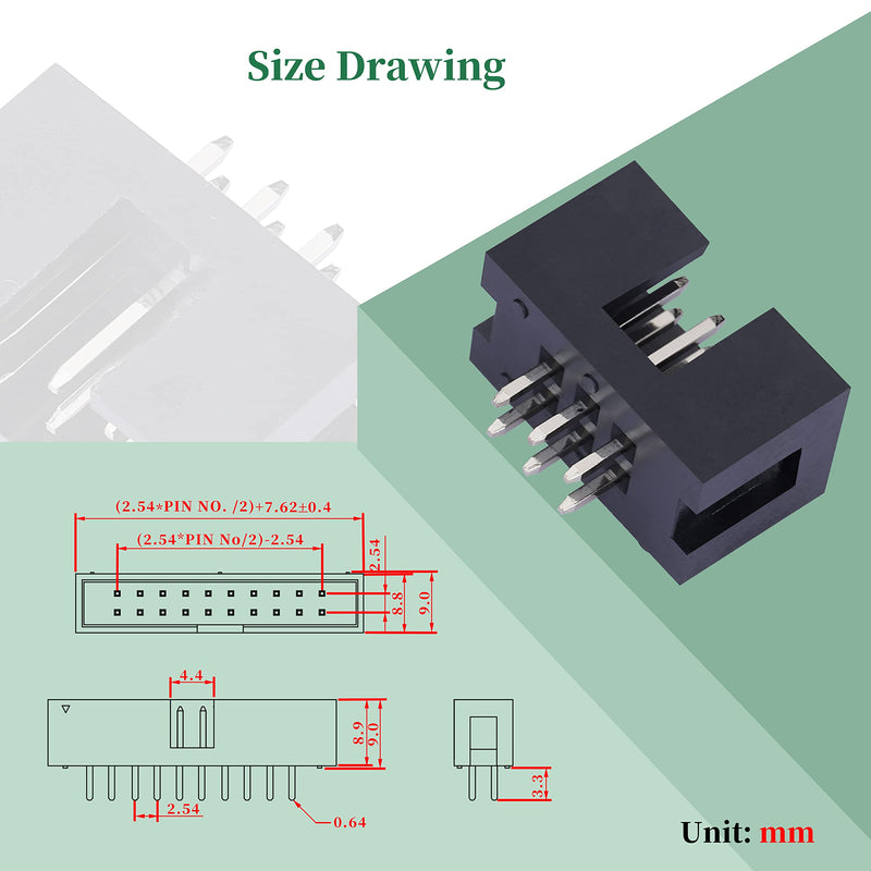 20 Pieces IDC 2 * 3 Double Row 2.54 mm Pitch JTAG ISP 6-Pin Straight Pin in-line Box Header Connector Adapter Cable Male Socket Terminal for PCB Electronic Equipment Projects. 2.54 mm Male Socket Terminal