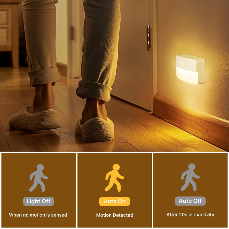 8 Pack Motion Sensor Stair Light for Indoor, Battery Operated Closet Lights, Wireless Stick on Anywhere Hallway Lamp, 40 Lumen 3000K Portable Led Night Lamps for Bedroom Under Cabinet Kitchen 8 Pack
