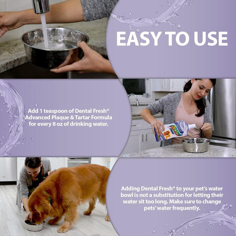 Dental Fresh Advanced Plaque and Tartar Water Additive for Dogs, 8 oz – Dog Teeth Cleaning Formula Targets Plaque & Tartar Build-Up, Eliminates Bad Breath, Whitens Teeth, Improves Overall Oral Health 8 Ounce - PawsPlanet Australia