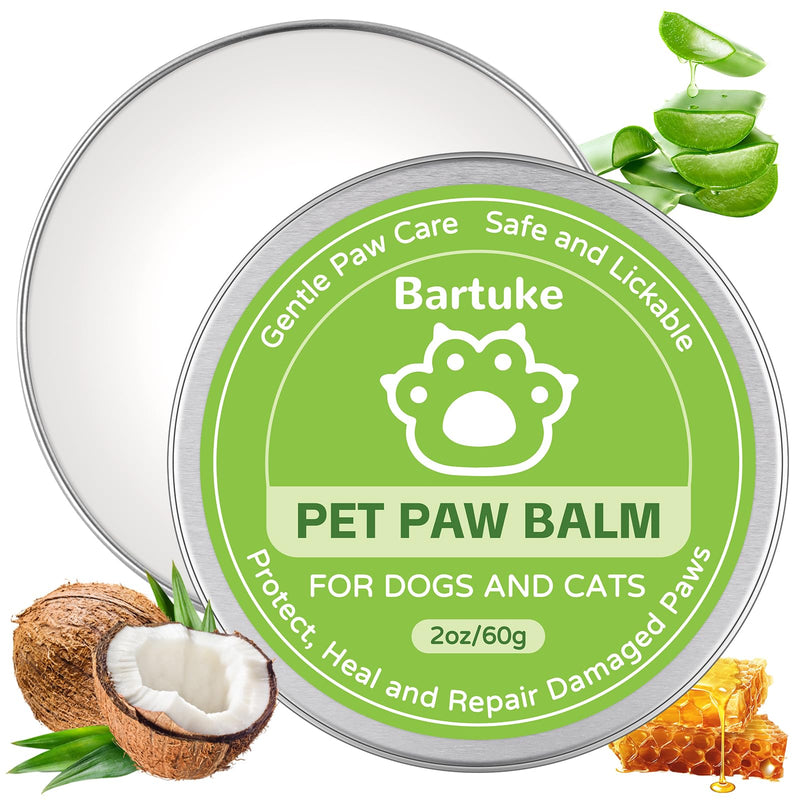 Dog Paw Balm & Nose Balm, Coconut Oil Lick-Safe Dog Paw Pad Protector for Dogs & Cats, Paw Butter, All Natural Ingredients Moisturizer & Soother for Dry Cracked Paw Pads, 1 Pack | 2 oz