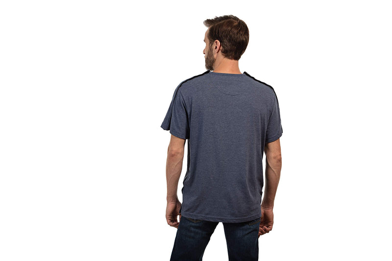 MAI After Shoulder Surgery Shirt for Men - Short Sleeve Tear Away Shirt, Chemo Shirts for Port Access Medium Blue
