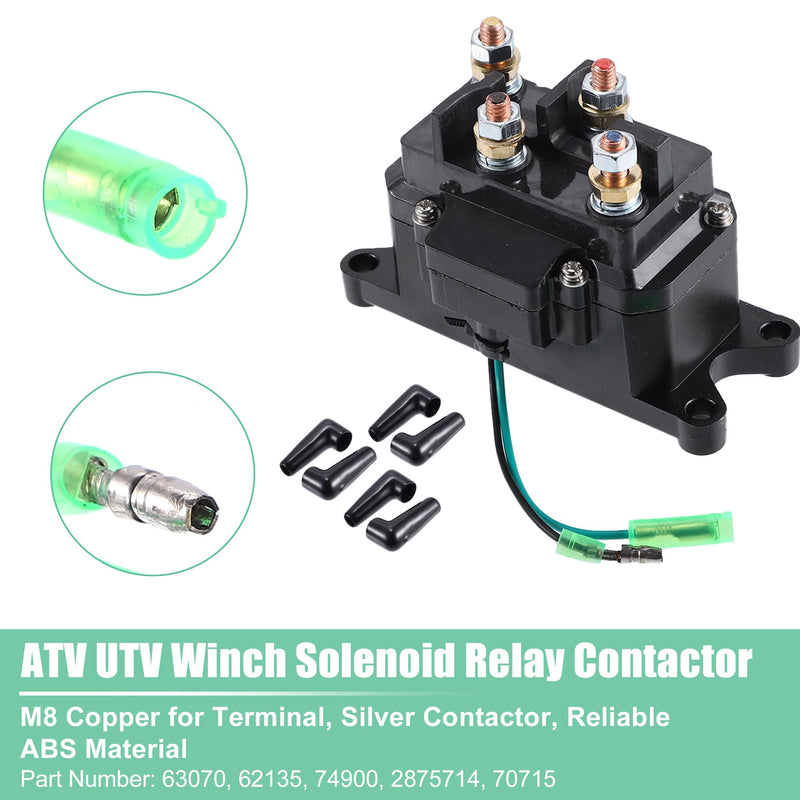 X AUTOHAUX 12V 250A Winch Solenoid Relay Contactor Winch Rocker Thumb Switch Combo ATV 1500-5000lbs for Polaris for Honda for Warn Silver Contactor Solenoid with 6 Insulated Caps 63070 62135