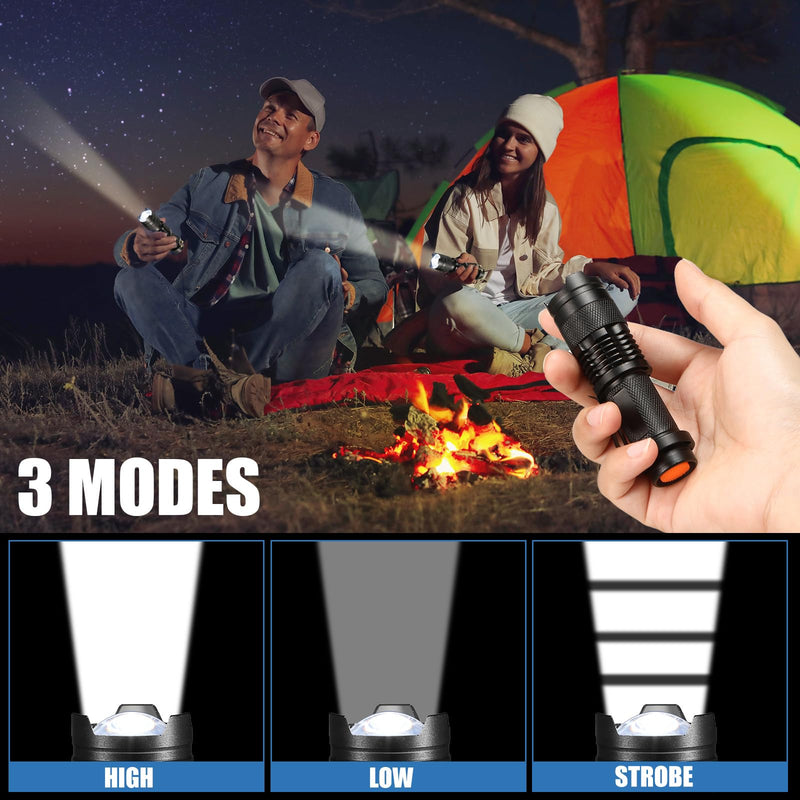 Fumete 20 Pieces LED Flashlight Mini 3 Mode Tactical Torch Small Water Resistant Pocket Flash Light Adjustable Focus Light Pen for Men, Father, Indoor Outdoor Hiking(Black) Black