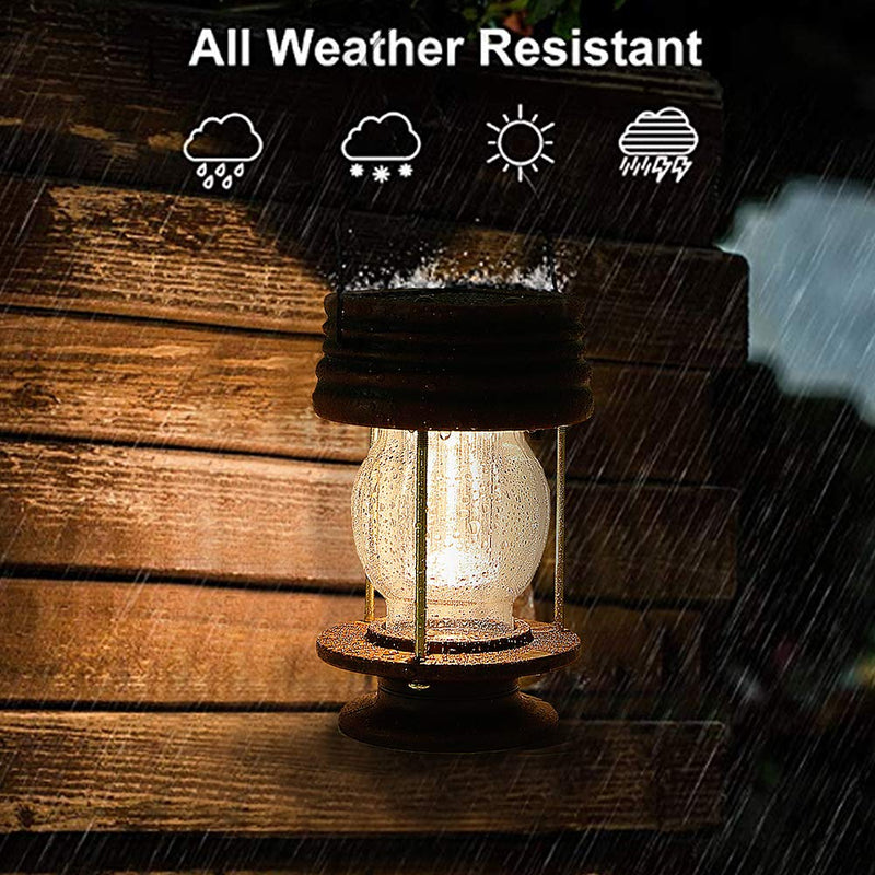 pearlstar Solar Lantern Outdoor Waterproof Hanging Solar Garden Lights - 2 Pack Solar Powered Landscape Christmas Lanterns with Retro Design for Patio, Yard, Garden and Pathway Decor (Warm Light) 5.5''