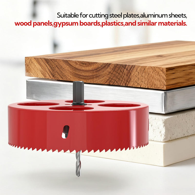 6 Inch Hole Saw with Dust Bowl, Hole Saw for Recessed Lights, Hole Cutter with Arbor for Metal Wood Gypsum Boards and Plastic Cutting