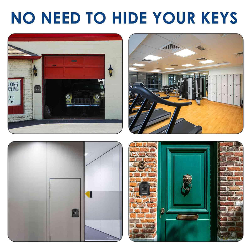 GIVERARE Key Lock Box, 4 Digits Combination Lockbox Wall Mount Outside, Waterproof Outdoor Key Hider for House Key Storage, Resettable Code Safe Security Password Boxes with Mounting Kit-Black 1 Pack Black-S