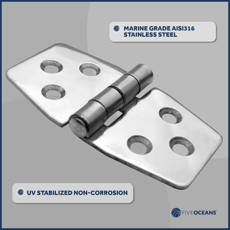 Five Oceans 316 Stainless Steel Hinges, Marine-Grade Boat Hatch Hinge 3-Inch x 1-9/16-Inch Pack of 2