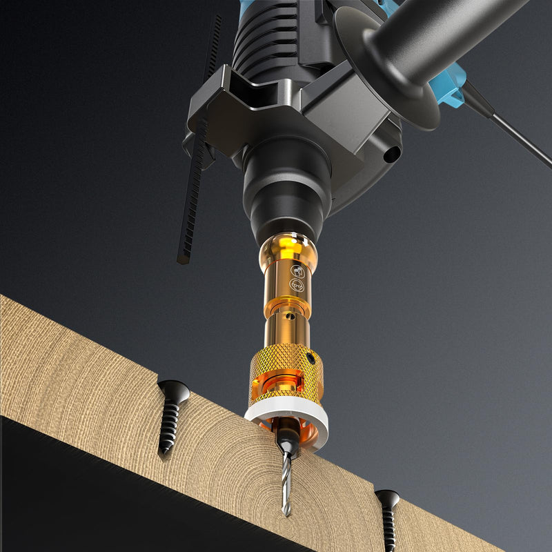 MEANLIN 5Pcs Countersink Drill Bit Set, Adjustable Bit Depth Stop with 1/4" Hex Shank Screwdriver Bit, HSS M2 Bits 1/8" 9/64" 5/32" Drill+3/8" 82°Counter-Bore, 11/64" 3/16" Drill+ 1/2" 82°Counter Bore