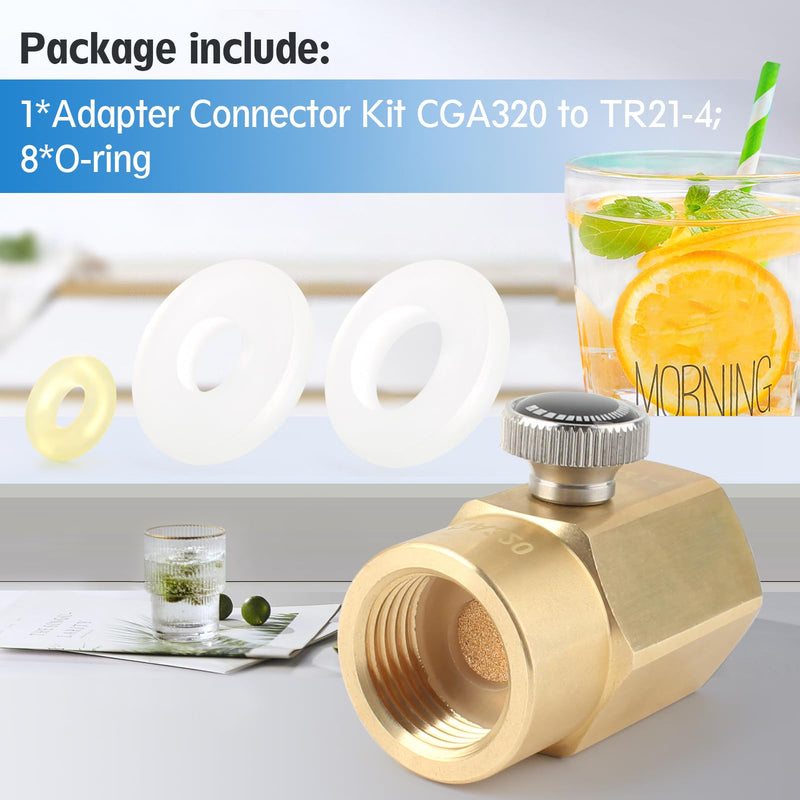 Soda Refill Bottle Co2 Adapter Refills Connector Kit for CGA320 to TR21-4,Soda Machine Soda Bottle Adapter Connector Adapter Accessories Replacement for (CGA320 to TR21.4)