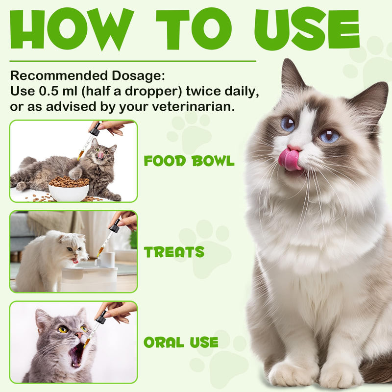 Probiotics for Cats, Cat Probiotic with Prebiotic and Enzymes, 3 in 1 Cat Probiotic Drops, Cats Probiotics Supplement Help Digestive Support Gut Health 1 Pack