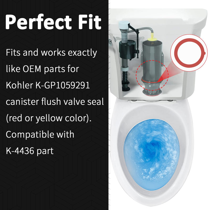 Flush Valve Seal for Kohler, Canister Flush Valve Toilet Tank Gasket Replacement Parts Compatible Kohler K-GP1059291 K-4436, Upgraded Silicone Material Toilet Repair Kit Inside Tank, 2Pcs