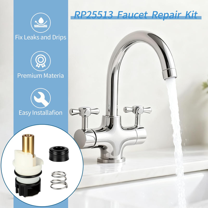 RP25513 Faucet Stem Assembly Replacement for Delta Two Handle Faucet Repair Kit With RP24096 Cartridge RP4993 Seat and Spring RP24097 Turn Stop1/4, 2 pack