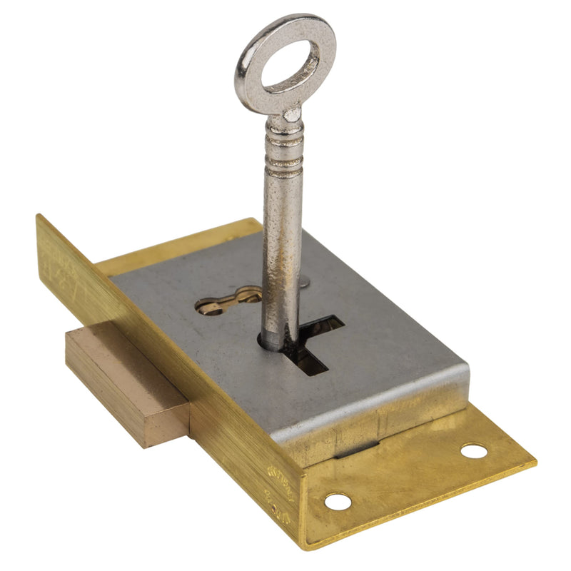Right Hand Cabinet Door or Drawer Brass Half Mortise Lock w/Two Skeleton Keys | HL6-SBR Right Hand