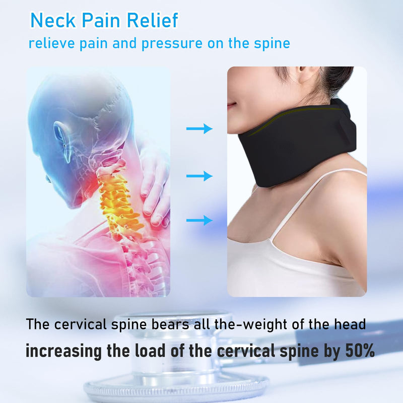 Neck Brace Cervical Collar,Soft Neck Support Relief Neck Pain & Pressure in Spine for Women & Men,Adjustable Neck Support Collar for Sleeping,Travelling,Office (L-19.29"X3.54") L-19.29"X3.54"